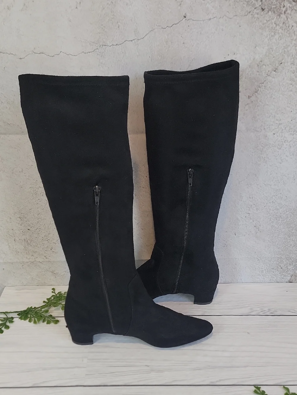 Vaneli Tall Knee-High Boots - Black Fabric Upper Womens Size 7